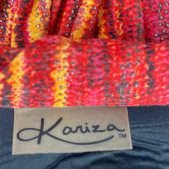 Kariza Multicolor Red Tie dye  Bandeau Tie Two Piece Bikini Swimsuit Set Size L - Picture 3 of 3